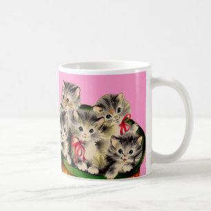 Taza De Café Cesta adorable de gatitos de los años 50