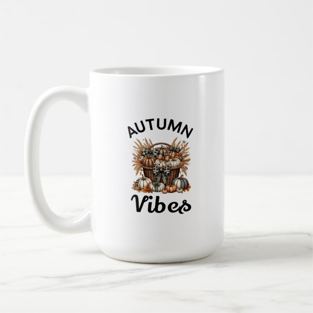 Taza De Café Cesta de calabaza de vibes de otoño (Izquierda)
