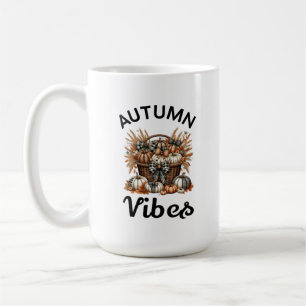 Taza De Café Cesta de calabaza de vibes de otoño