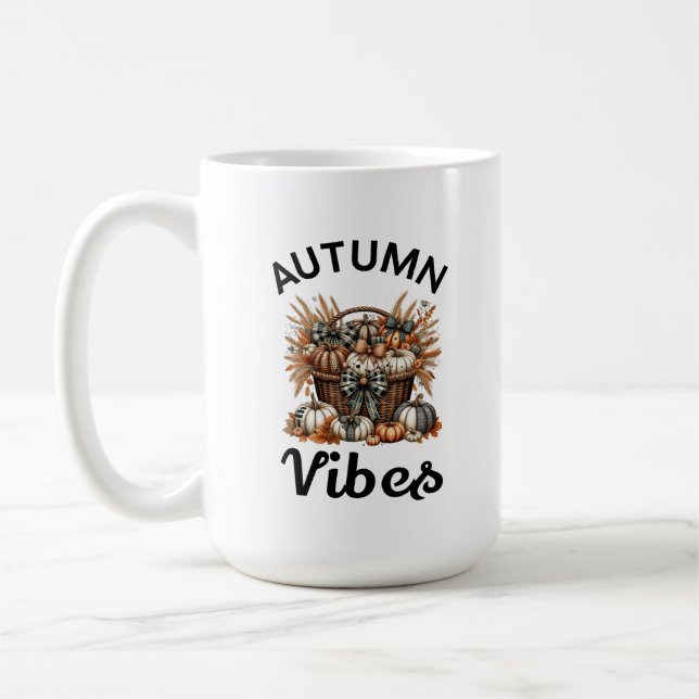 Taza De Café Cesta de calabaza de vibes de otoño (Izquierda)