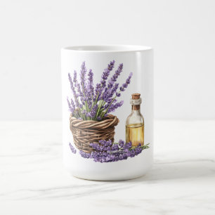 Taza De Café Cesta de lavanda acuarela