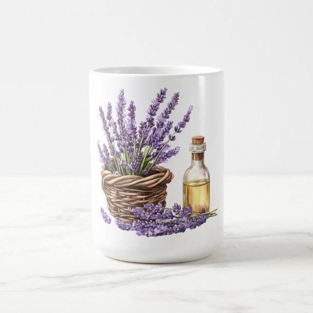 Taza De Café Cesta de lavanda acuarela (Centro)