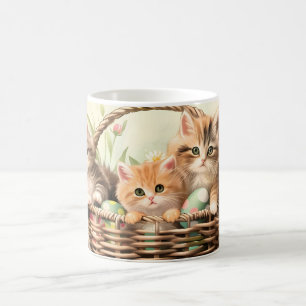 Taza De Café Cesta de Pascua de Primavera Kitten