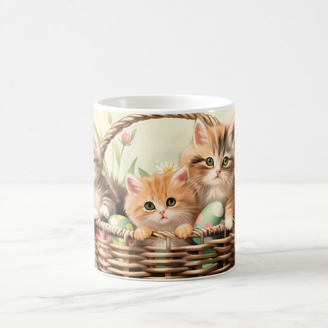 Taza De Café Cesta de Pascua de Primavera Kitten (Centro)