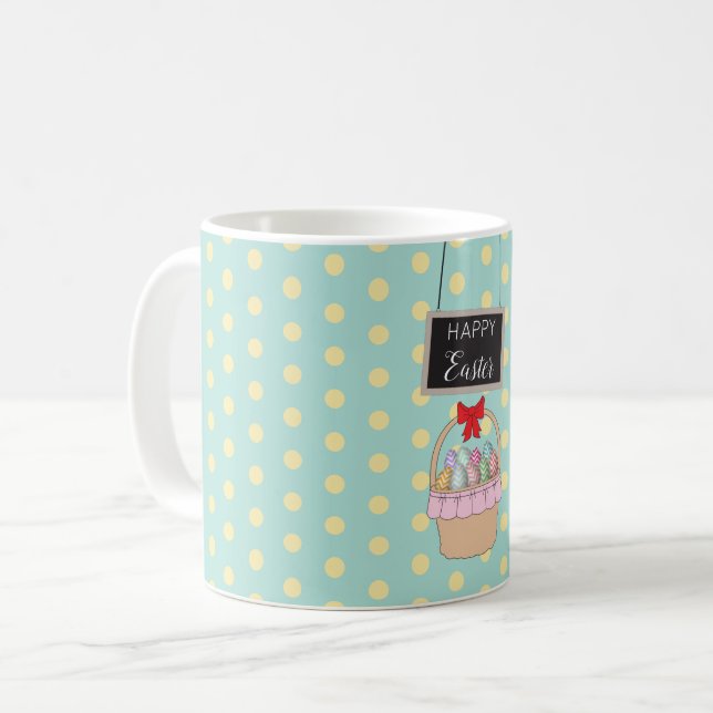 Taza De Café Cesta de Pascua y Huevos de Pascua (Anverso izquierdo)
