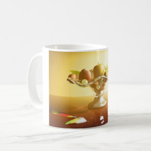 Taza De Café Cesta de vidrio con frutas y mariposa