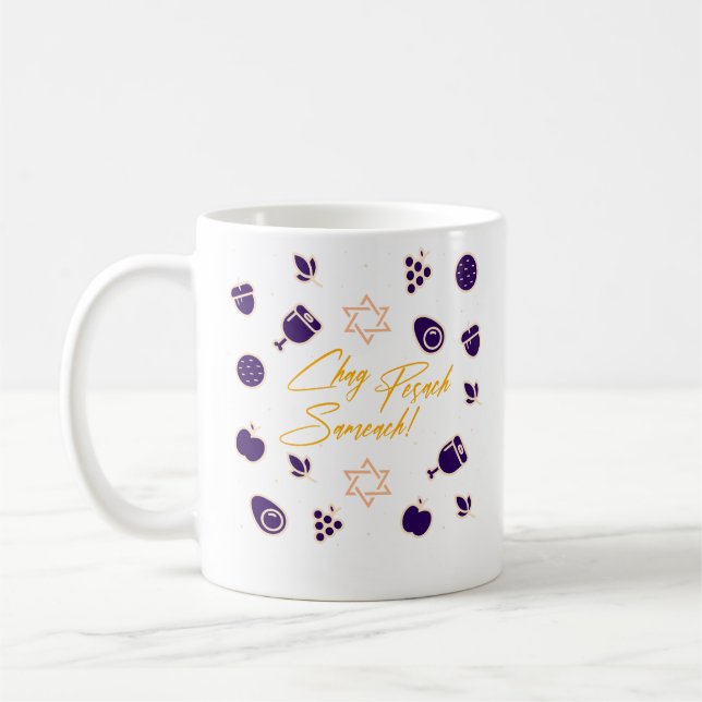 Taza De Café CHag Pesach Sameach (Izquierda)
