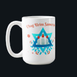 Taza De Café Chag Urim Sameach<br><div class="desc">Iluminar sus celebraciones - Drinkware "Chag Urim Sameach" Alegra sus celebraciones de Hanukkah con este programa de bebidas "Chag Urim Sameach", muy bien diseñado. Con el cálido saludo hebreo, que se traduce como "Feliz Festival de las Luces", este vaso es perfecto para tomar café caliente, café o tu bebida favorita...</div>
