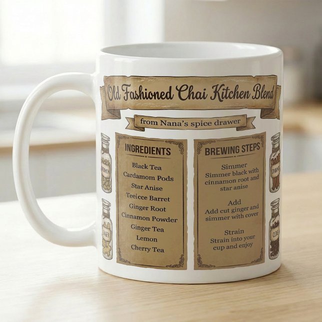 Taza De Café Chai Spice Recipe Rustic Pantry Label (Subido por el creador)