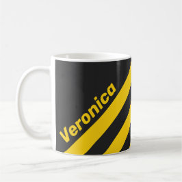 Taza De Café Chaleco Amarillo Retro Tres Franjas con Nombre