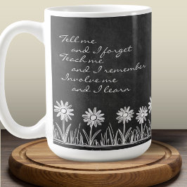 Taza De Café Chalk Board Daisy Doodle Cursive Typography Mug