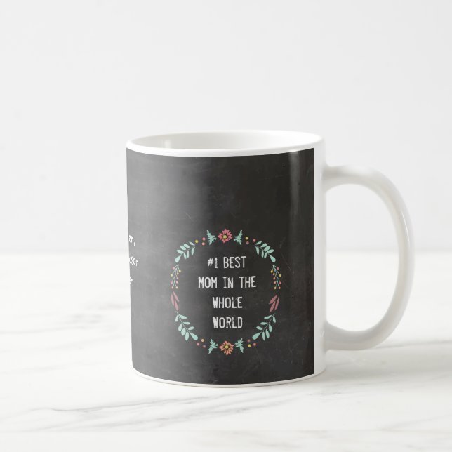 Taza De Café Chalkboard Floral Garland Mejor Mamá Mug (Derecha)