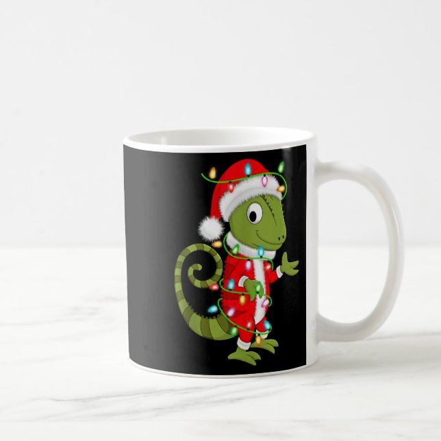 Taza De Café Chameleon Christmas Lights Santa Costume Cute Anim (Derecha)