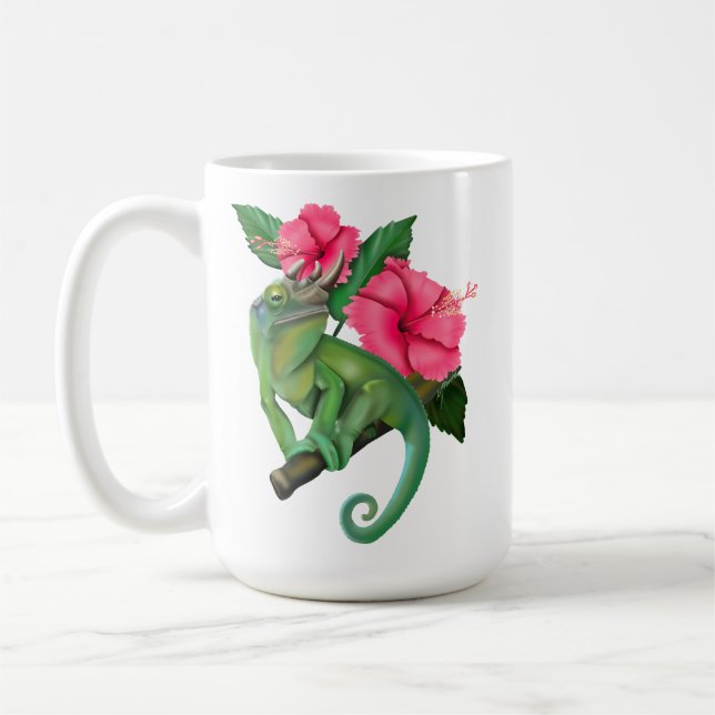 Taza De Café Chameleon de Jackson con Hibiscus (Izquierda)