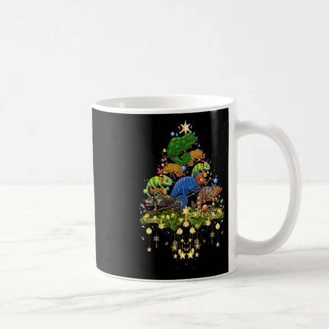 Taza De Café Chameleons Christmas Tree Lights Holiday Chameleon (Derecha)
