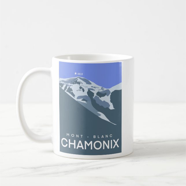 Taza De Café Chamonix, Mont-Blanc, de dibujos digitales, recuer (Izquierda)