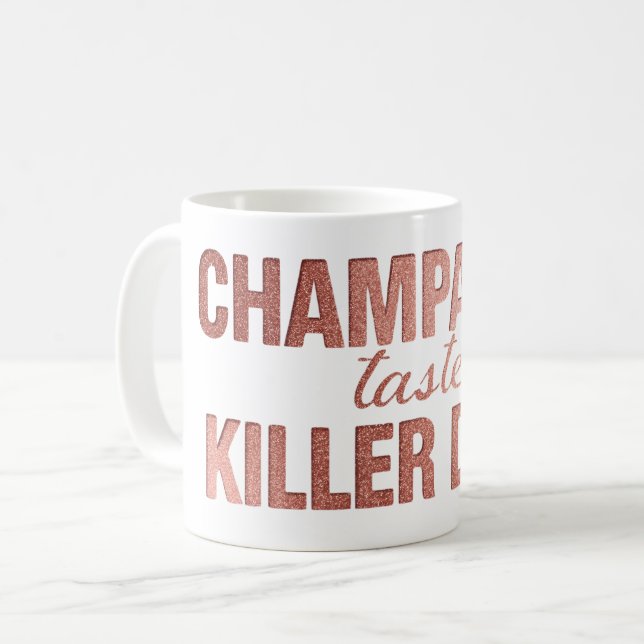 Taza De Café Champagne Taste Killer Dink - Rose Gold Pickleball (Anverso izquierdo)
