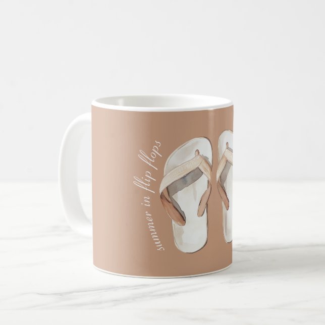 Taza De Café Chanclas de verano marrones crema (Anverso izquierdo)