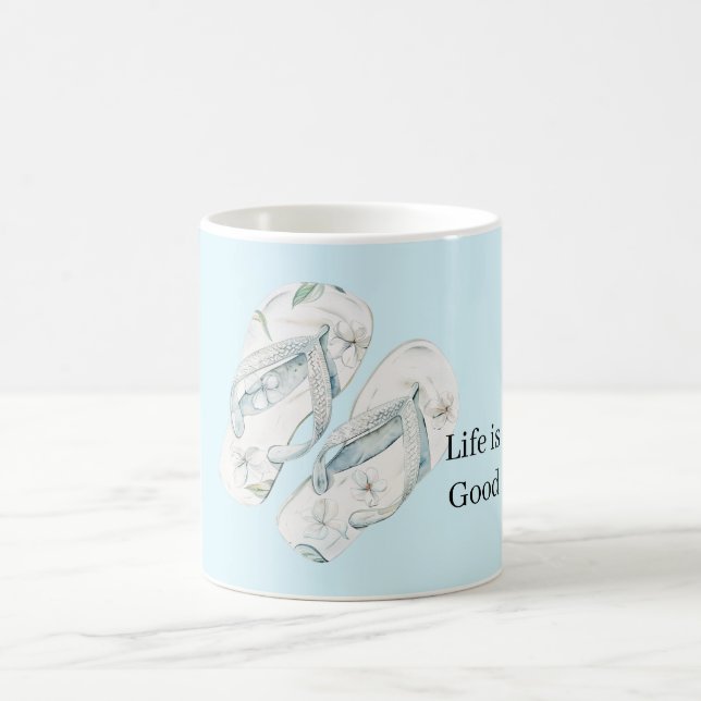Taza De Café Chancletas Flores Blancas Aloha (Centro)