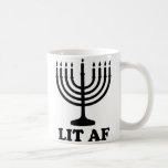 Taza De Café Chanukah divertido af encendido menorah de Jánuca<br><div class="desc">Chanukah divertido af encendido menorah de Jánuca</div>