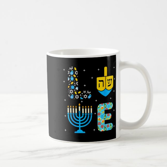 Taza De Café Chanukah Menorah Dreidel Icons Hanukkah Love Celeb (Derecha)