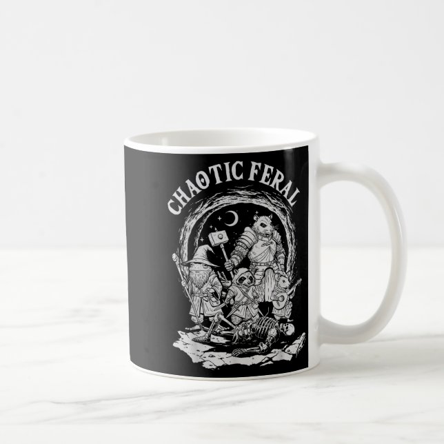 Taza De Café Chaotic Feral Funny Rpg Party Fantasy Animal Meme  (Derecha)