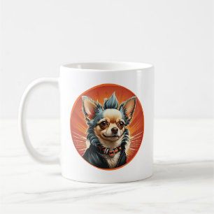 Taza De Café Chaqueta de motocicleta con mohawk para perro chih