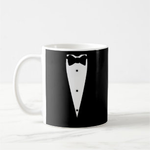 Taza De Café Chaqueta De Tejido De Tuxedo Negro Con Vejiga De V