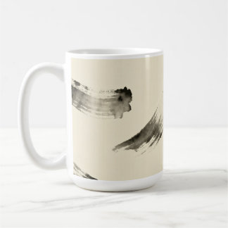 Taza De Café Charcoal Strokes Pattern | Minimal Beige Abstract 