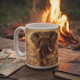Taza De Café Charging Elephant | African Wildlife Power Art