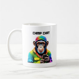 Taza De Café Charla divertida-chimpancé-chimpancé con teléfono-