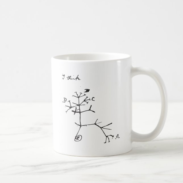 Taza De Café Charles Darwin - pienso (el negro) (Derecha)