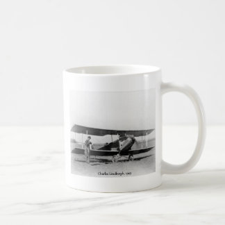 Taza De Café Charles Lindbergh y aeroplano del vintage