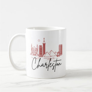 Taza De Café Charleston, SC   Línea estilizada de la ciudad