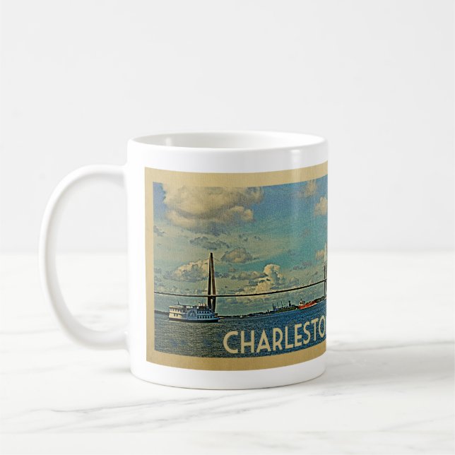 Taza De Café Charleston South Carolina Vintage Travel (Izquierda)