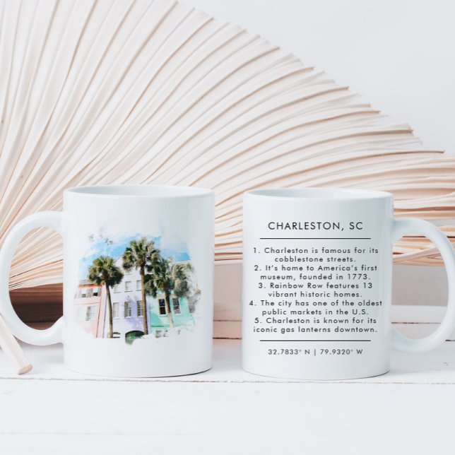 Taza De Café Charleston Watercolor Fun Facts New Home (Subido por el creador)