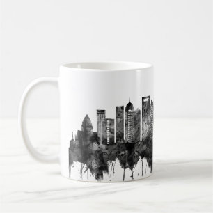 Taza De Café Charlotte North Carolina Skyline BW