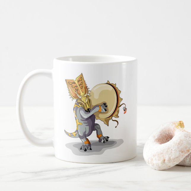 Taza De Café Chasmosauro bailando un ritual chamán (Con donut)
