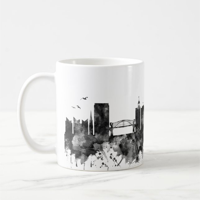 Taza De Café Chattanooga Tennessee Skyline BW (Izquierda)