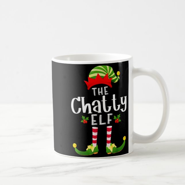 Taza De Café Chatty Christmas Elf Matching Pajama X-mas Party  (Derecha)