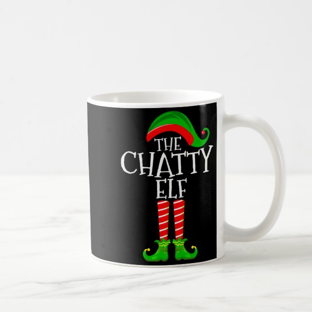 Taza De Café Chatty Elf Funny Matching Family Group Christmas P (Derecha)