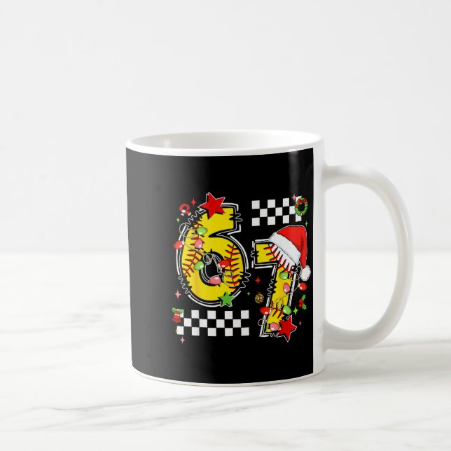 Taza De Café Checkered 67 Softball Santa Hat Christmas Six Seve (Derecha)