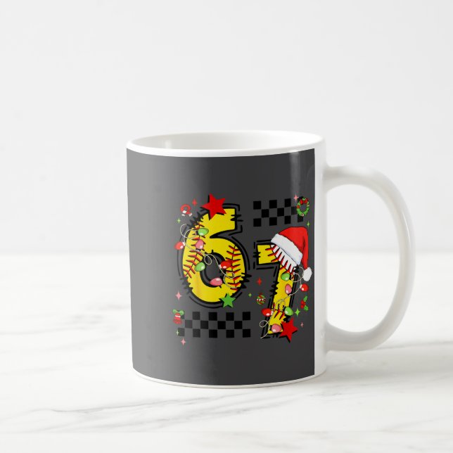Taza De Café Checkered 67 Softball Santa Hat Christmas Six Seve (Derecha)