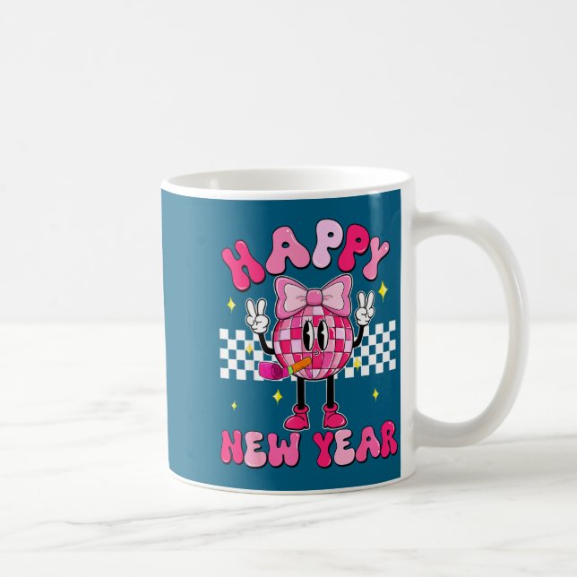 Taza De Café Checkered Happy New Year 2026 Disco Ball New Year  (Derecha)