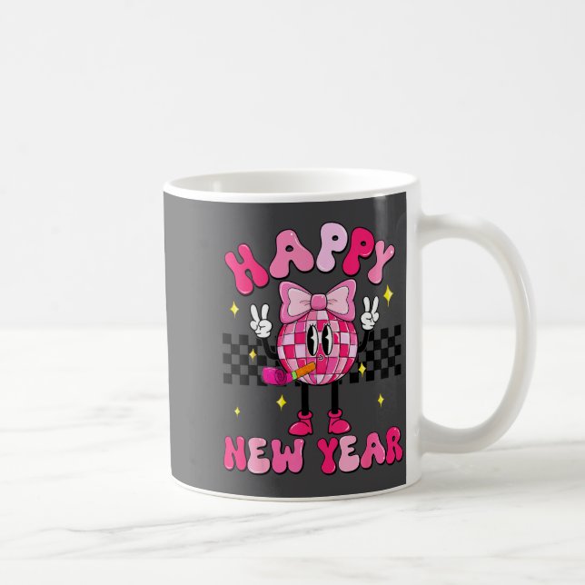 Taza De Café Checkered Happy New Year 2026 Disco Ball New Year  (Derecha)