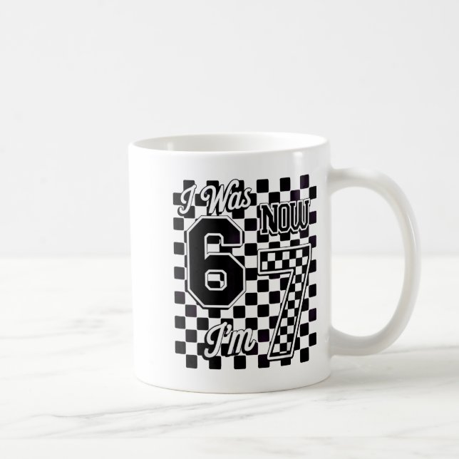 Taza De Café Checkered I Was 6 Now I'm 7 Birthday Seven Years O (Derecha)