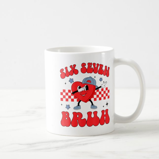 Taza De Café Checkered Six Seven Bruh Hearts 67 Valentines Day  (Derecha)