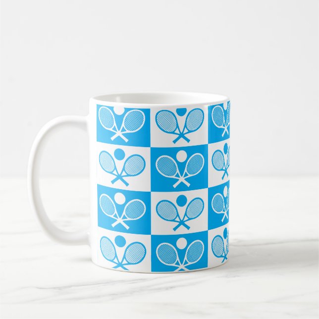 Taza De Café Checkered Tennis Seamless Pattern (Izquierda)