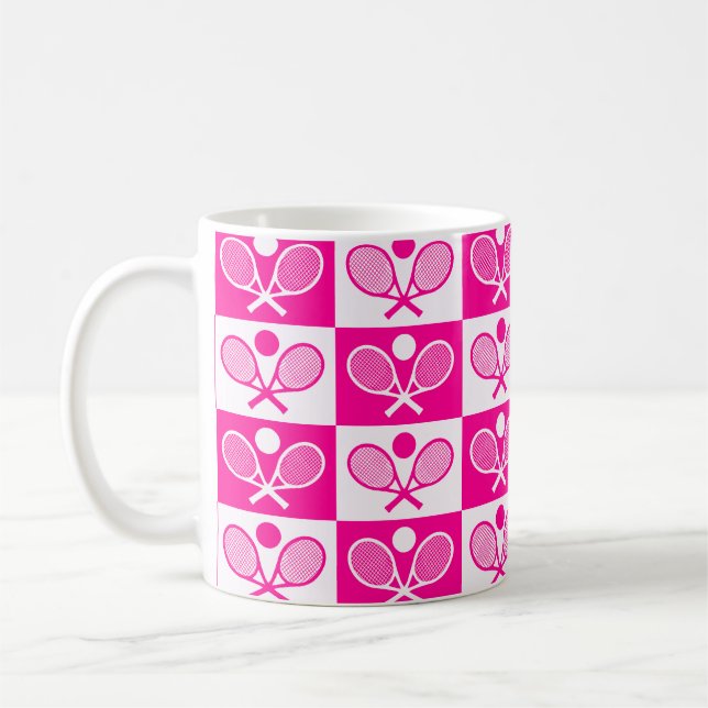 Taza De Café Checkered Tennis Seamless Pattern   (Izquierda)