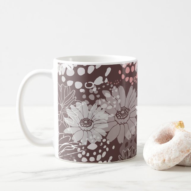 Taza De Café Cheerful chocolate Bohemian floral mug (Con donut)